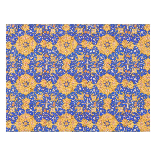 Blauwe en goudperzische sierplant tafelkleed (Voorkant (Horizontaal))