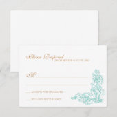 blauwe en goudrespons RSVP kaartje (Voorkant / Achterkant)