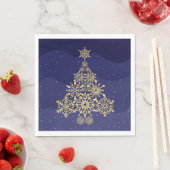 Blauwe en goudsnowflake-boom, kerstluiers servet (Insitu)