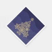 Blauwe en goudsnowflake-boom, kerstluiers servet (Hoek)
