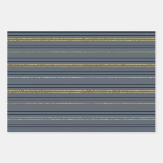 Blauwe en goudstaven en vlechten  inpakpapier vel (Voorkant 3)