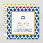Blauwe en goudster van David Hanukkah Holiday Part Kaart (Voorkant / Achterkant)