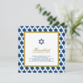 Blauwe en goudster van David Hanukkah Holiday Part Kaart (Staand voorkant)