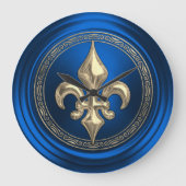 Blauwe en goudvleur de Lis Envelope Seal Grote Klok (Voorkant)