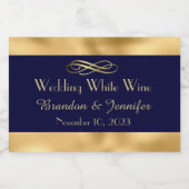 Blauwe en goudwijn sparkling wijnetiket (Enkel label)