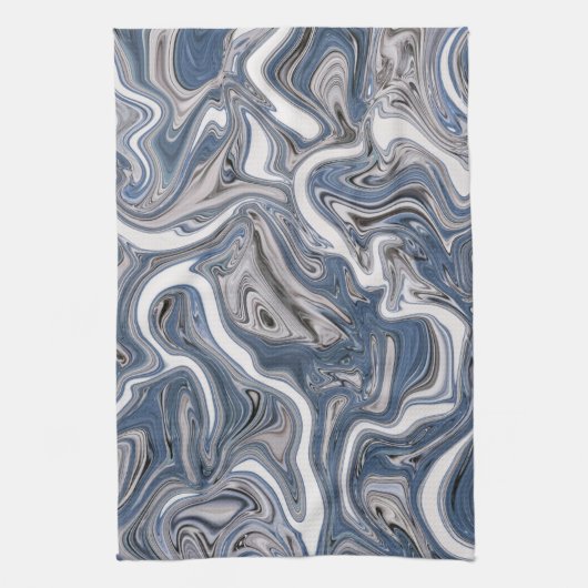 Blauwe en grijze Abstracte marmer Theedoek (Verticaal)