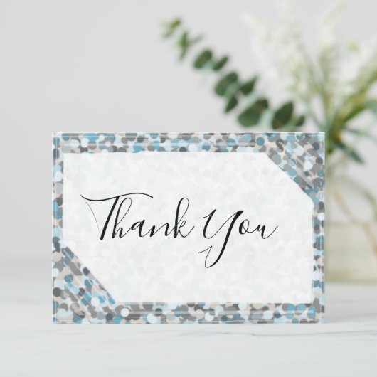 Blauwe en grijze Abstracte steen Hartelijk dank Bedankkaart (Staand voorkant)