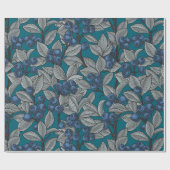 Blauwe en grijze bosbessen cadeaupapier (Vlak)