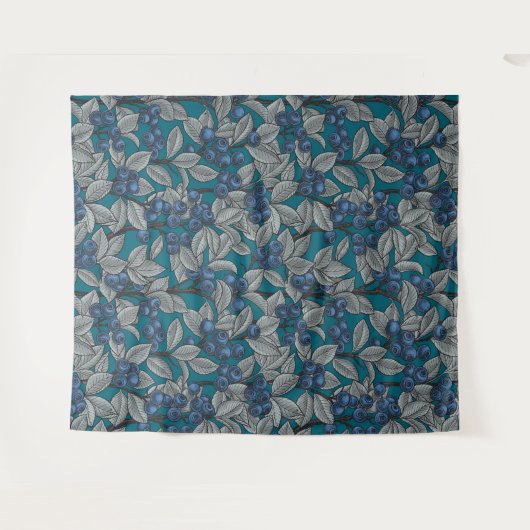 Blauwe en grijze bosbessen wandkleed (Voorkant (horizontaal))