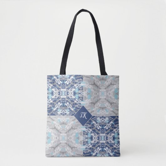 Blauwe en grijze Canvas tas (Voorkant)