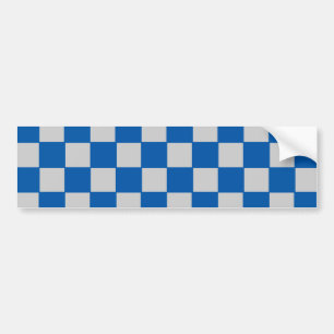 Blauwe en grijze cheques bumpersticker