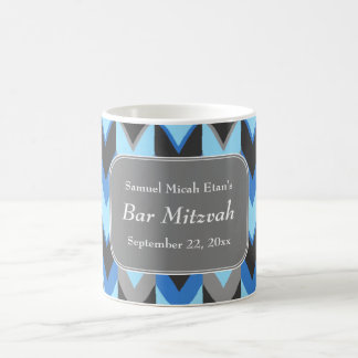Blauwe en grijze Chevron Pattern Bar Mitzvah Koffiemok