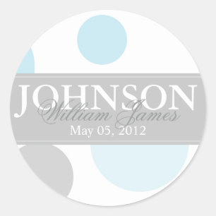 Blauwe en grijze grote Stippen Ronde Sticker