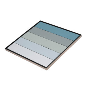 Blauwe en grijze kleurstrepen op Waterverf papier Tegeltje