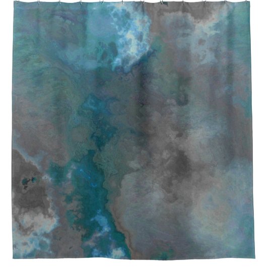 Blauwe en grijze Marmeren Textuur Douchegordijn (Voorkant)