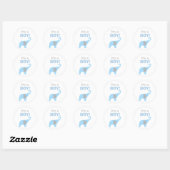 Blauwe en Grijze Olifant Baby shower Seal Ronde Sticker (Vel)