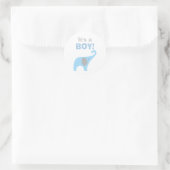 Blauwe en Grijze Olifant Baby shower Seal Ronde Sticker (Tas)
