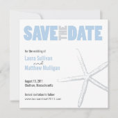 Blauwe en grijze Starfish Wedding Save the Date (Voorkant)