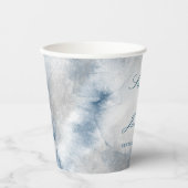 Blauwe en grijze Waterverf bruiloft Papieren Bekers (Voorkant)