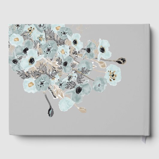 Blauwe en grijze Waterverf Gastenboek (Achterkant)