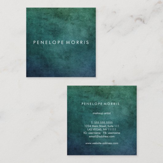 Blauwe en groene Abstracte schoonheidslijst Vierkante Visitekaartje (Voorkant / Achterkant)