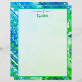 Blauwe en groene Abstracte Waterverf op printerfor Briefhoofd