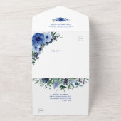 Blauwe en groene Anemone Floral |  All In One Uitnodiging (Buitenkant)