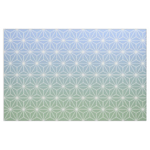 Blauwe en groene asanoha (op grote schaal) stof