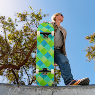 Blauwe en groene bijtende kool skateboard