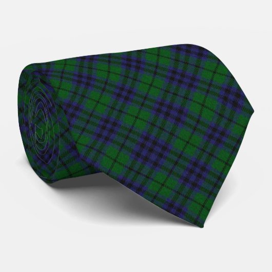 Blauwe en groene bijtende Stropdas Tartan (Opgerold)