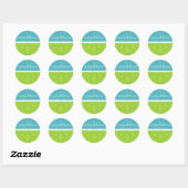 Blauwe en groene bride en bruinkoolmonogrammen ronde sticker (Vel)