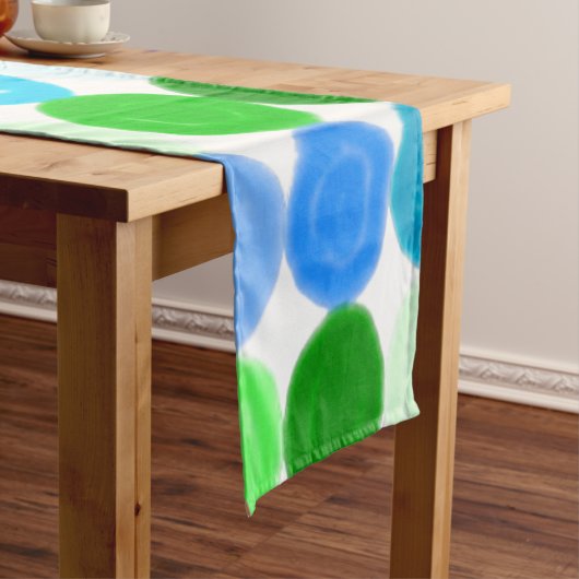 Blauwe en groene bubbels korte tafelloper (Voorbeeld)