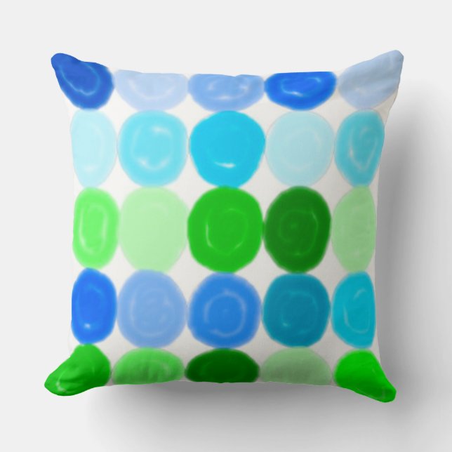 Blauwe en groene bubbels kussen (Voorkant)