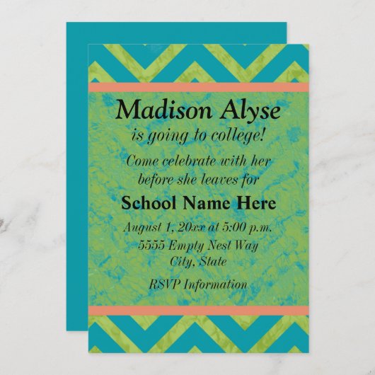 Blauwe en groene Chevron van de universiteit nodig Kaart (Voorkant / Achterkant)