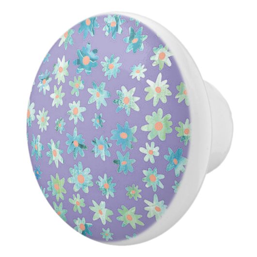Blauwe en groene Daisy Ceramic Knob/Pull Keramische Knop (Rechts)