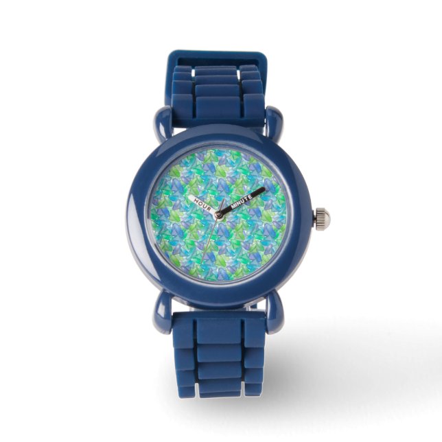Blauwe en groene edelstenen . horloge (Voorkant)