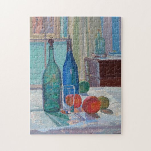 Blauwe en groene flessen en Sinaasappels | Spencer Legpuzzel (Verticaal)