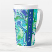 Blauwe en groene, flexibele kunst op maat latte mok (Rechterhoek)