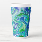 Blauwe en groene, flexibele kunst op maat latte mok (Voorkant)