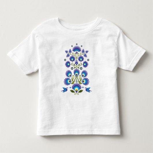 Blauwe en groene Folk Kinder Shirts (Voorkant)