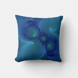 Blauwe en groene fractale kunstkussens kussen