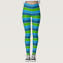 Blauwe en groene gestripte Leggings