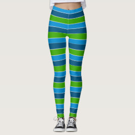 Blauwe en groene gestripte Leggings