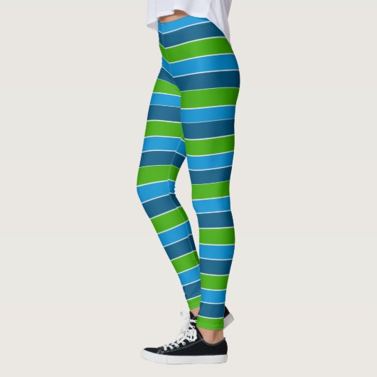 Blauwe en groene gestripte Leggings (Links)