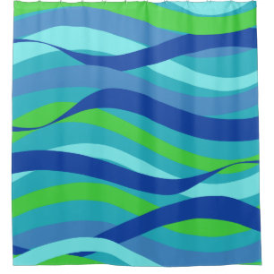 Blauwe en groene golven douchegordijn