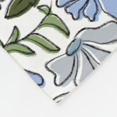 Blauwe en groene Hand Getrokken Bloemblok Print Fleece Deken (Hoek)