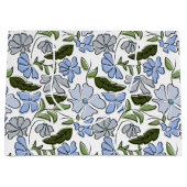 Blauwe en groene Hand Getrokken Bloemblok Print Groot Cadeauzakje (Voorkant)