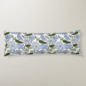 Blauwe en groene Hand Getrokken Bloemblok Print Lichaamskussen (Achterkant)