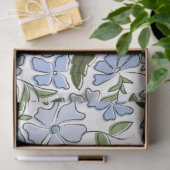 Blauwe en groene Hand Getrokken Bloemblok Print Tissuepapier (Geschenk)