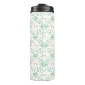 Blauwe en groene Holly Trellis met herten Thermosbeker (Voorkant)